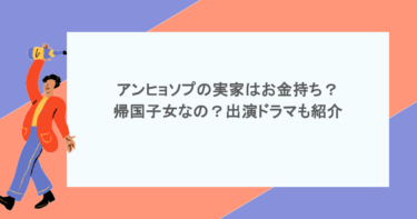 アンヒョソプの実家はお金持ち？帰国子女なの？出演ドラマも紹介