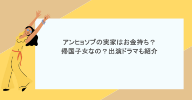 アンヒョソプの実家はお金持ち？帰国子女なの？出演ドラマも紹介
